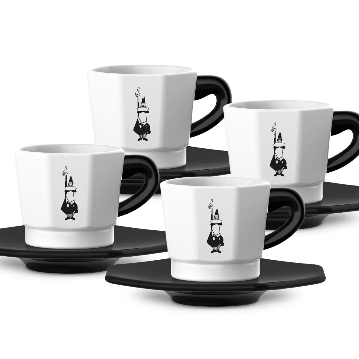 Bialetti Perfetto Moka black/white set 4 espresso šoljice