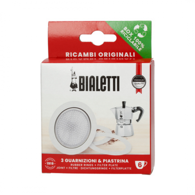 Bialetti rezervni deo Set 3 gumene zaptivke i 1 filter sito za 6 šolj.